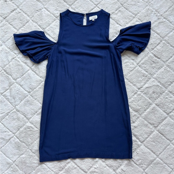 Mud Pie Boutique | Navy Blue Cold Shoulder Cora Dress | Size Medium (8-10) - Picture 3 of 11